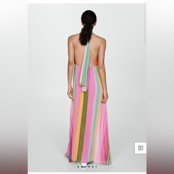 Mango Vibrant Knot Print Striped Maxi Dress Sz 6 NWT - Picture 2 of 10
